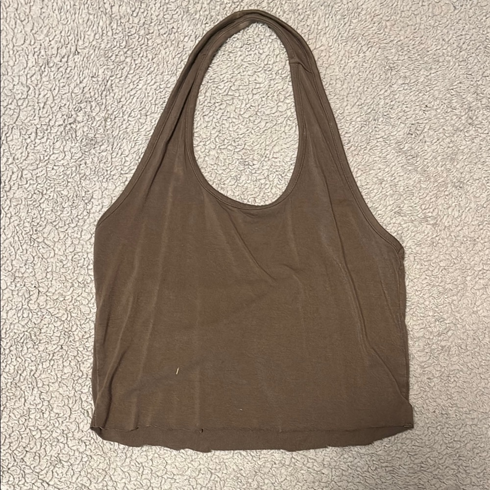 Tilly's Brown Crop Tank Top with Backless Design